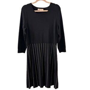 Ann Taylor LOFT Black Pleated Sweater Dress